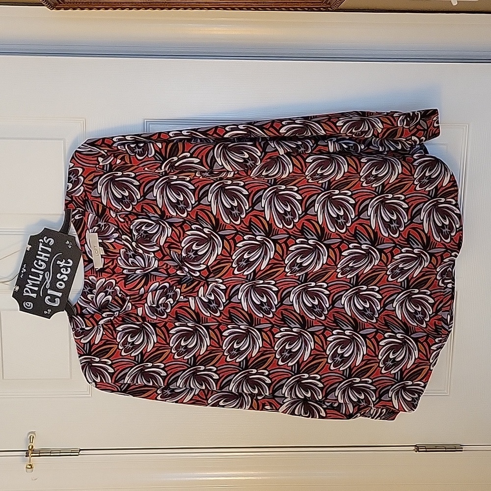 Loft Large Blouse Floral Red Black White Brown Purple Orange Gray